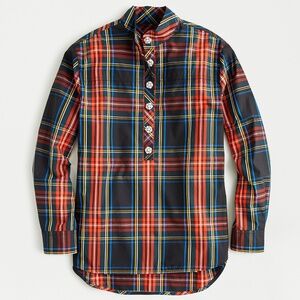 NWOT J. Crew Jeweled Button Popover Tunic in Stewart Tartan Size 22
